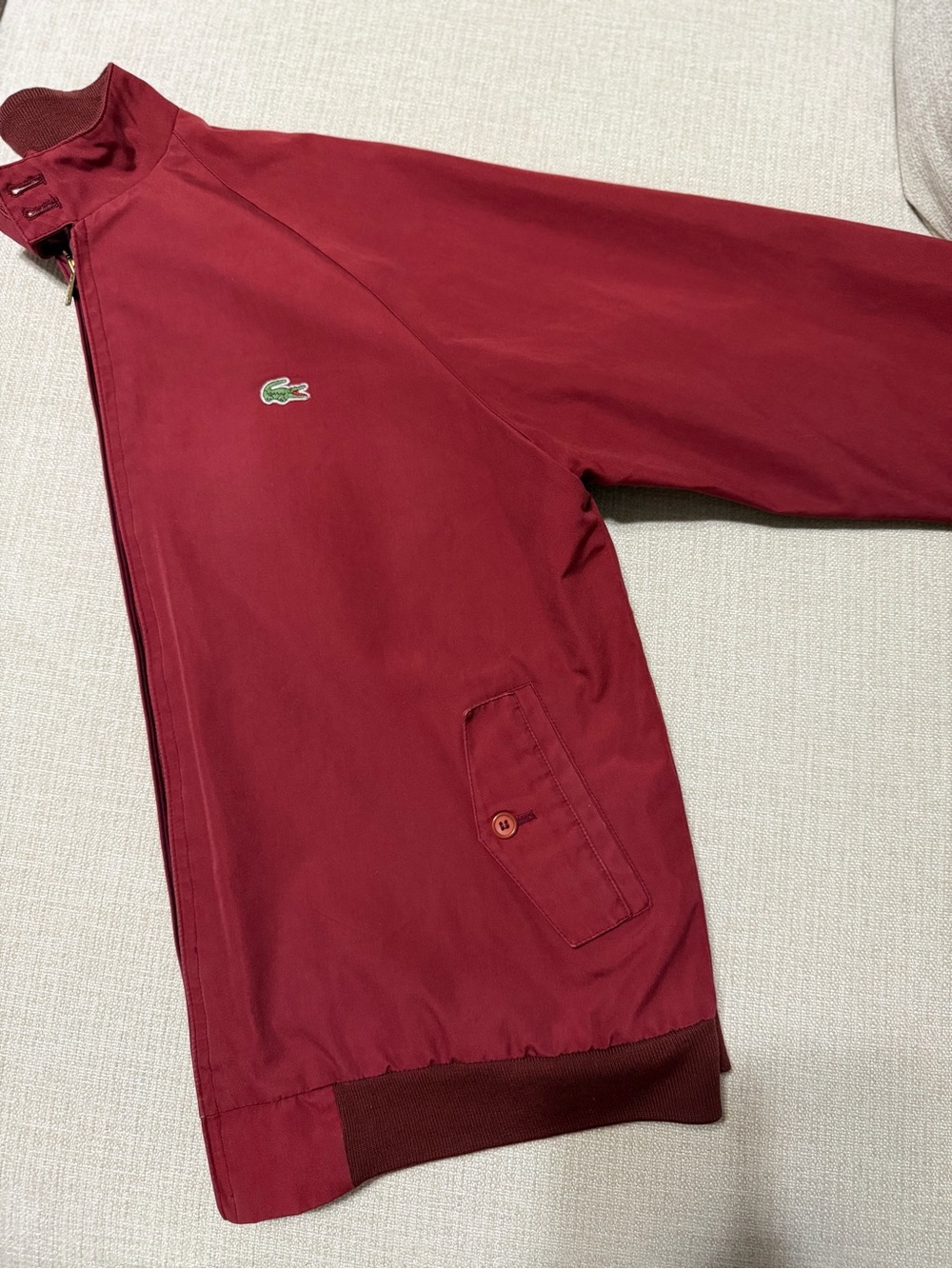 Lacoste Men's Burgundy Zip Bomber Jacket